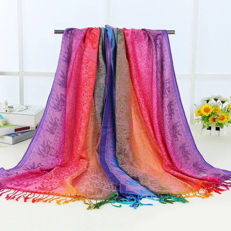 Lady Women Double Sided Elephant National Wind Scarf Wrap Shawl 3