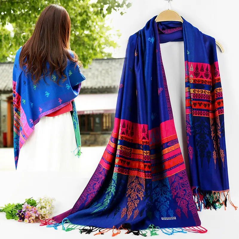 Lady Women Double Sided Little Bee National Wind Scarf Wrap Shawl 1