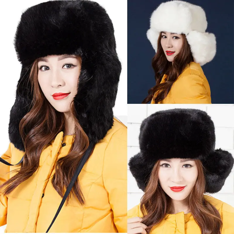 Lady Women Faux Fox Fur Warm Soft Ski Hat Cossack Cap 1
