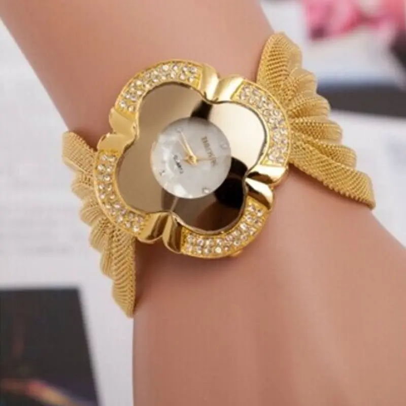 Lady Women Watches Diamond Bracelet Rhinestone Crystal Clock Gold Silver Relogio Feminino Mirror Luxury Quartz Watch 1
