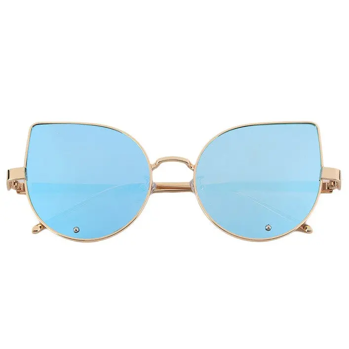 Ladycat Eye Sunglassesdesign Flat Lens Mirrored Metal Frame Gradient Mirror Type Glasses Oversized 2