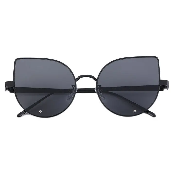 Ladycat Eye Sunglassesdesign Flat Lens Mirrored Metal Frame Gradient Mirror Type Glasses Oversized 4