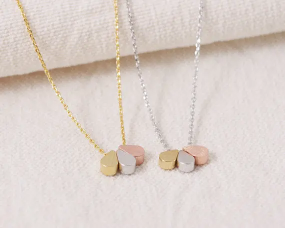 Lady's Silver Plated Crystal 3 Teardrops Necklace Shiny Pendant 10Pcs-N060 1