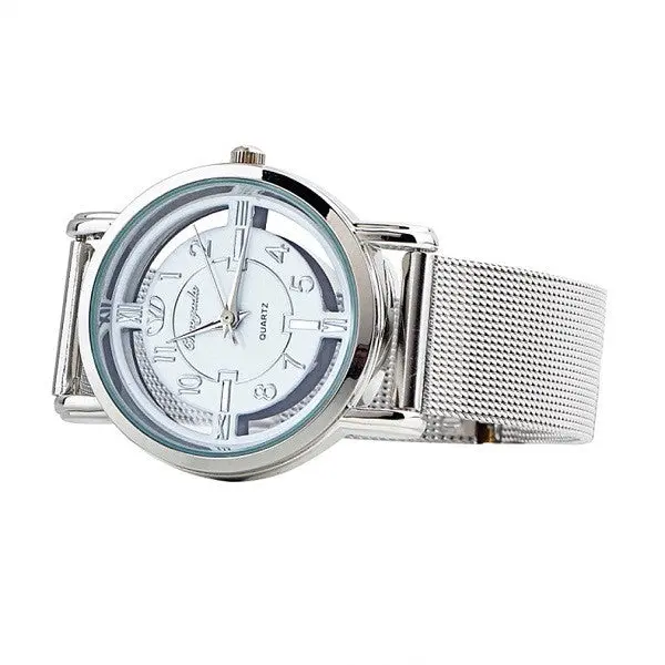 Ladystainless Steel Mesh Analog Bracelet Wrist Watch 1