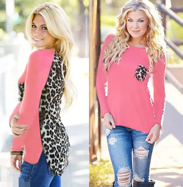 Large Plus Size Leopard Chiffon Blouse Tops Women Clothes J6123 7