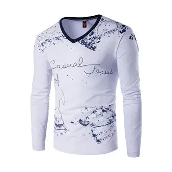 Large Size T Shirtshombre Camisa Masculina Casual Slim Fit Long Sleeved V Neck T Shirts Large Size 1