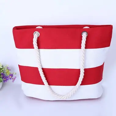 Large Size Women's Handbag Striped Canvas Design Bag Ladies Casual Tote Shoulder Messenger Bag 4