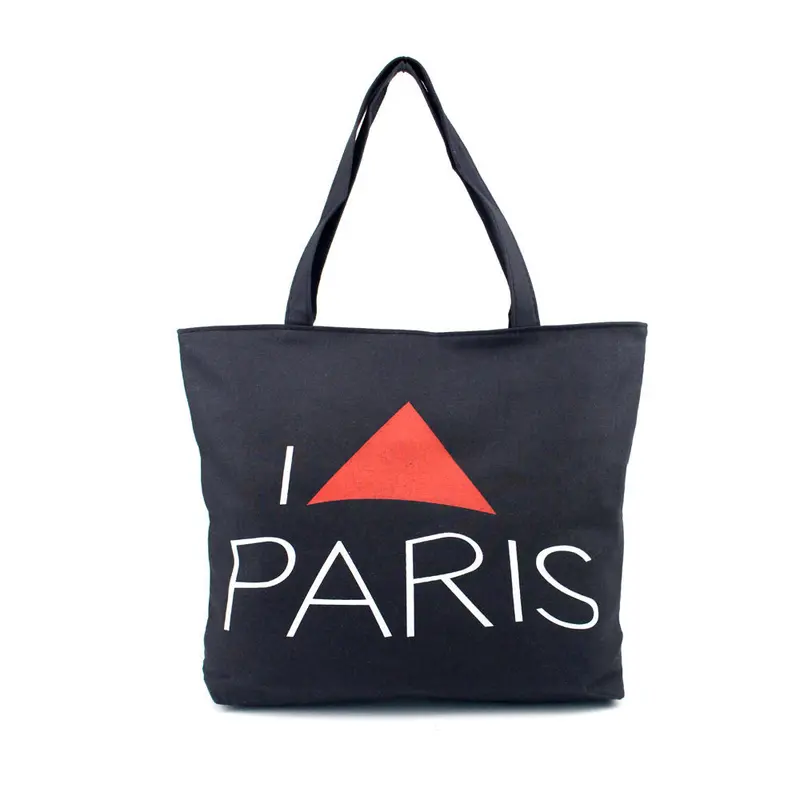 Large Space Women Canvas Handbag Zipper Shopping Shoulder Bag Paris Eiffel Tower Girls Beach Bookbag Tote Bolsa 1