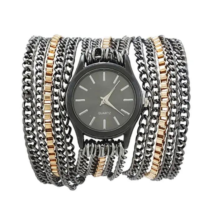Latest Popular Hawaiian Style Watches Women Sparkling Gold Quartz Clocks Chain Relogio Bracelet Hour 1