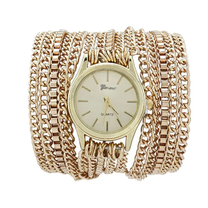 Latest Popular Hawaiian Style Watches Women Sparkling Gold Quartz Clocks Chain Relogio Bracelet Hour 2