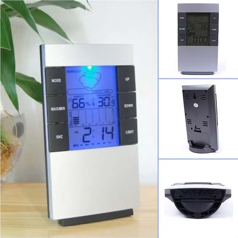 Lcd Digital Indoor Weather Thermometer Clocks Humidity Meter Hygrometer Alarm Clock 61200 1