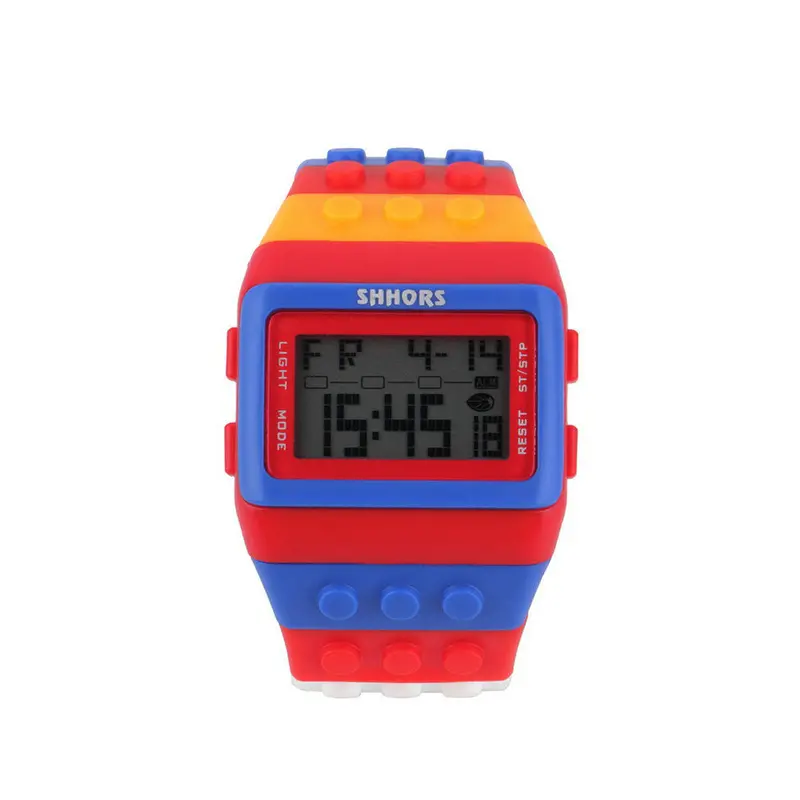 Lcd Digital Watch Sports Digital Colorful Block Brick Style Lcd Digital Wrist Watch Worldwise 1