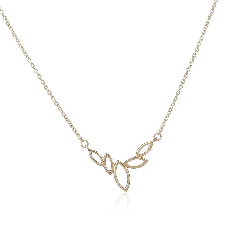 Leaf Necklace Dainty Gold Water Drop Pendant Necklace Best Gift 10Pcs-N107 2