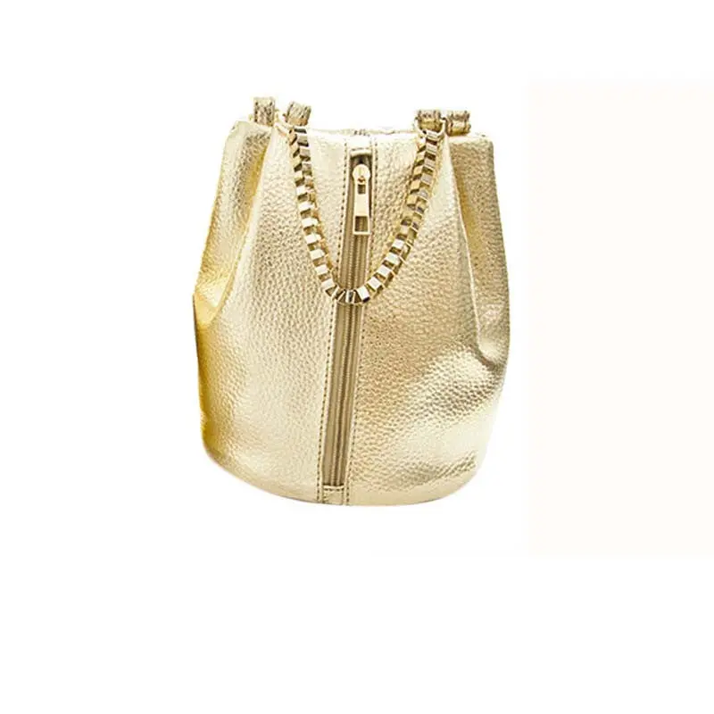 Leather Bucket Bag Women Handbag Girl Casual Shoulder Bag Crossbody Bags Messenger Bag Bolsas Luxury Gold 2