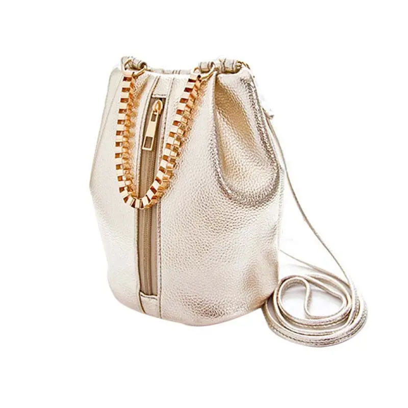 Leather Bucket Bag Women Handbag Girl Casual Shoulder Bag Crossbody Bags Messenger Bag Bolsas Luxury Gold 5