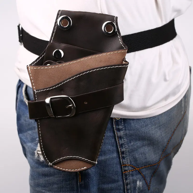 Leather Hairdressing Tool Bag Barber Tool Bag Holster Waist Pack Salon Scissor Bag Waist Shoulder Belt 1