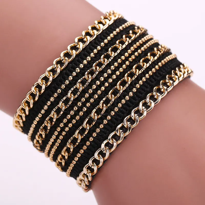 Leather Magnet Buckle Bracelet Multilayer Bohemian Bracelets Fashion Jewelry Boho Handmade Bangles 1