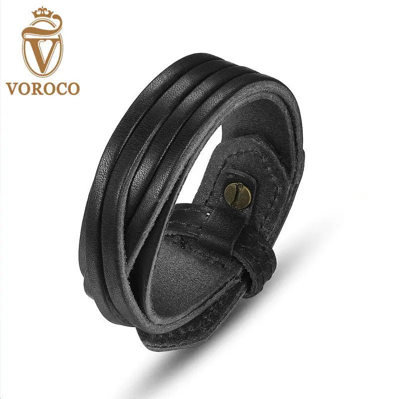 Leather With Adjustable Alloy Clasp Black Bracelets For Men Unisex For Lover 0336-2 1