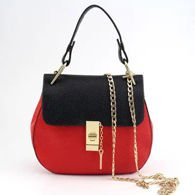 Leather Women Messenger Bag Small Crossbody Bags Vintage Chain Shoulder Bag Famous Women Handbag Purses 2