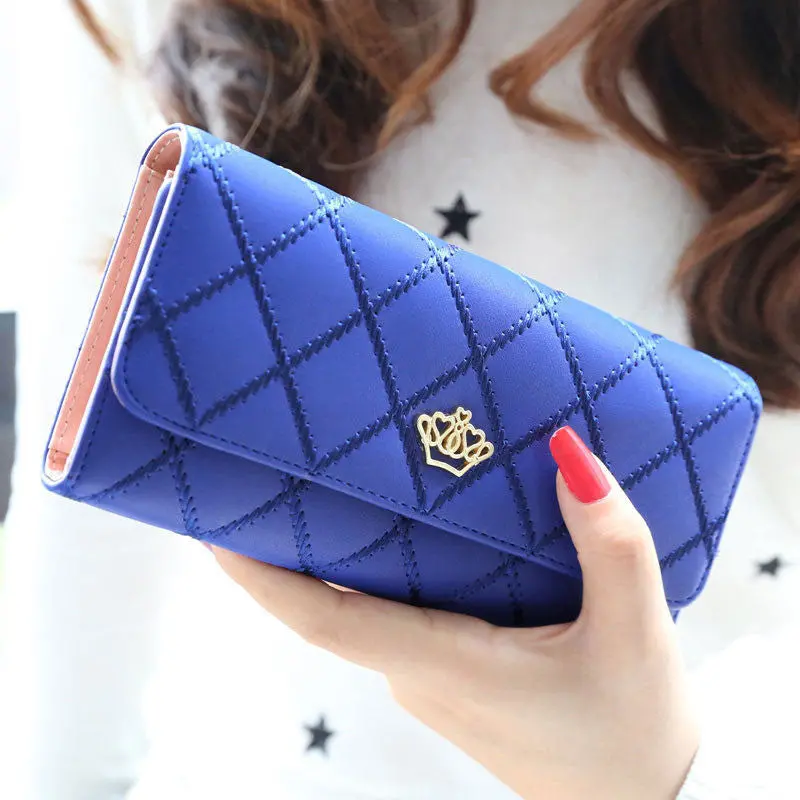 Leather Women's Purse Trendy Wallet Crown Women Purse 3D Long Designer Money Clip Carteira Feminina 1
