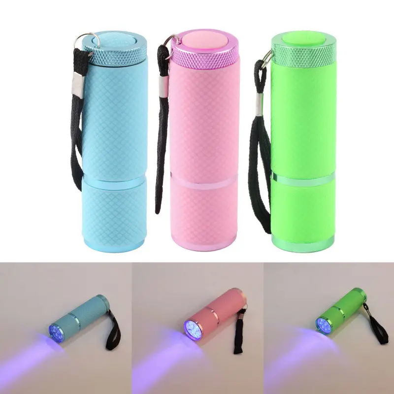 Led Flashlight Lamp Nail Dryer Portable For Nail Gel 15S Fast Dry Nail Polish Curing Lamp Aluminum Alloy Aaa Battery 9 Led 1