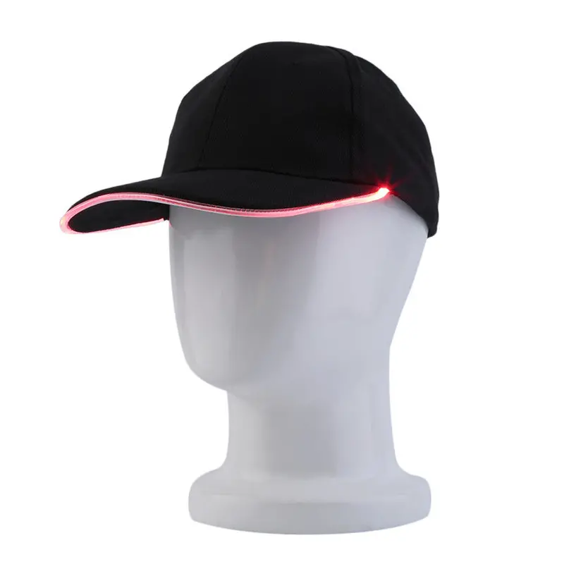 Led Lighted Glow Club Party Sports Athletic Black Fabric Travel Hat Cap 3Colors For Choose 1