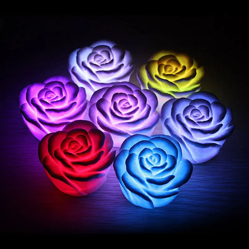 Led Romantic Rose Flower Color Changed Lamp Light 1
