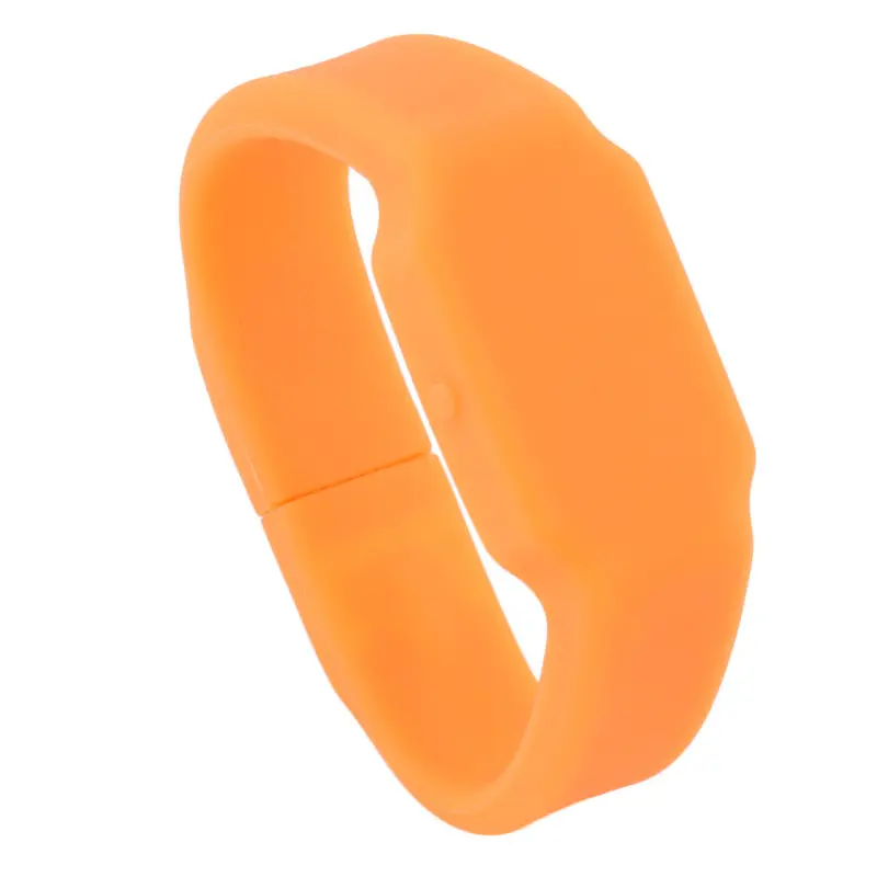 Led Trendy Flash Memory Wrists Band Bracelet Watches U Disk 8Gb Orange 2