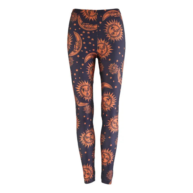 Leggings Moon Sun Print Pencil Pants Polyester Bodybuilding Fitness Clothing Elastic Leggings S-Xxxxl Size 2