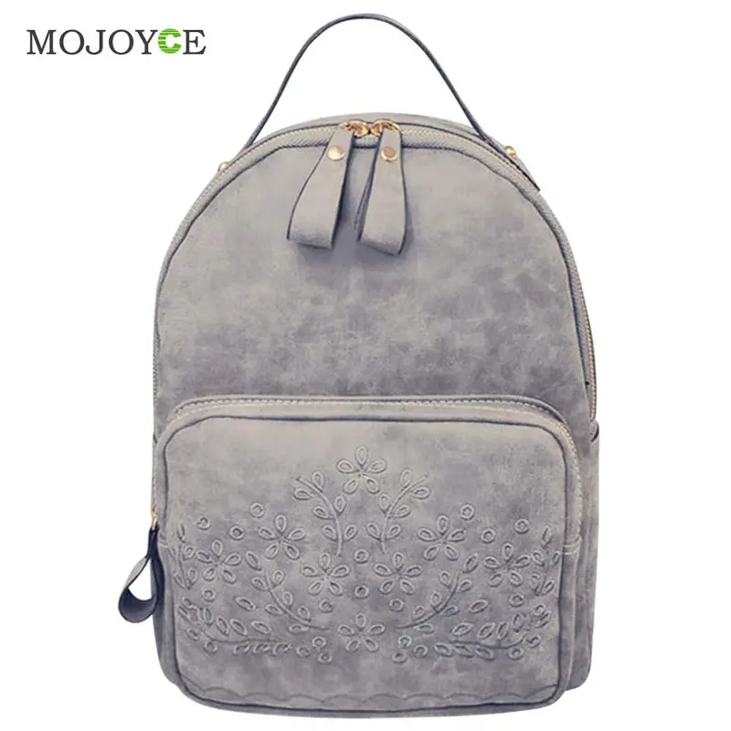 Leisure Matte Leather Mochila Feminina Embroidery Abrasive Backpack Women School Bags For Teenagers Bagpack Bolsa Back Pack 1
