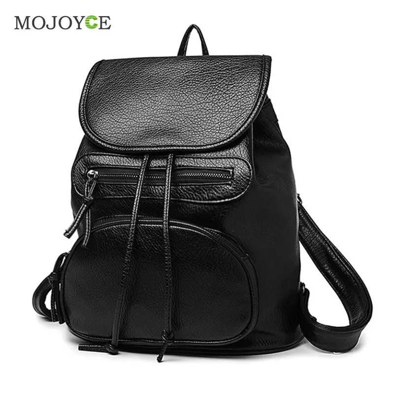 Leisure Pu Leather Backpackmulti-Function Classic Backpack Women Schoolbag Black Mochila Feminina School Bags For Teenagers 1