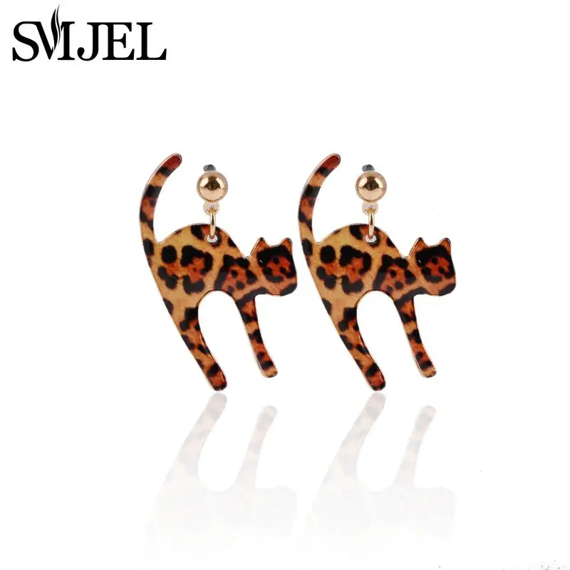Leopard Print Lazy Cat Earrings Oeh027 2