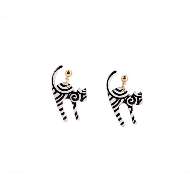 Leopard Print Lazy Cat Earrings Oeh028 1