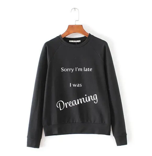 Letter Print Sweatshirt Women Long Sleeve O Neck Hoodies Sweats Jumpers Femme Pullovers 3 Colors 1