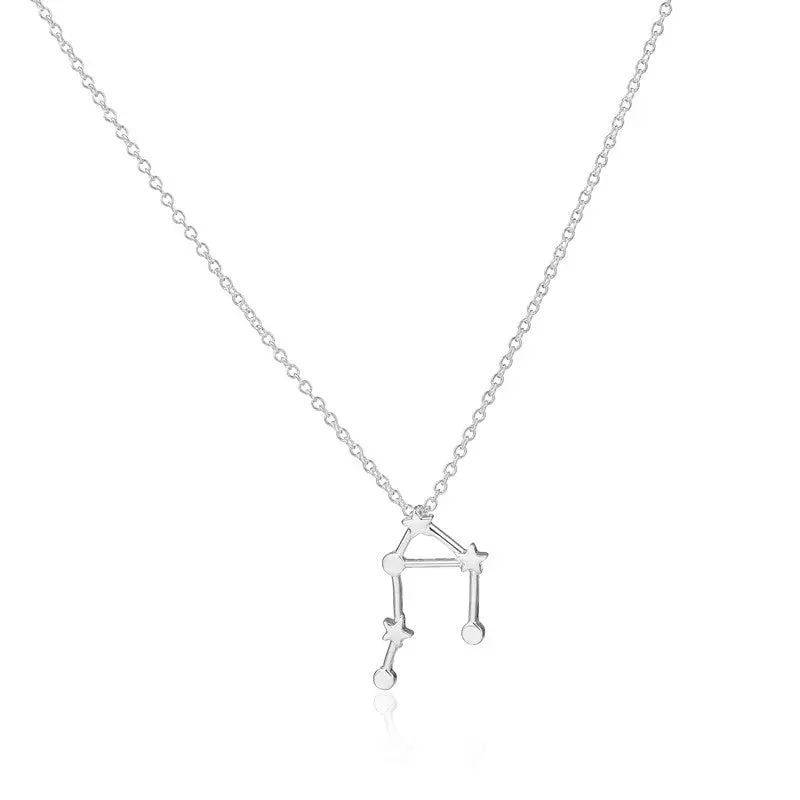 Libra Zodiac Long Chain Necklaces Constellation Jewelry Astrology Star Sign Pendant Necklace 30Pcs-N155 1