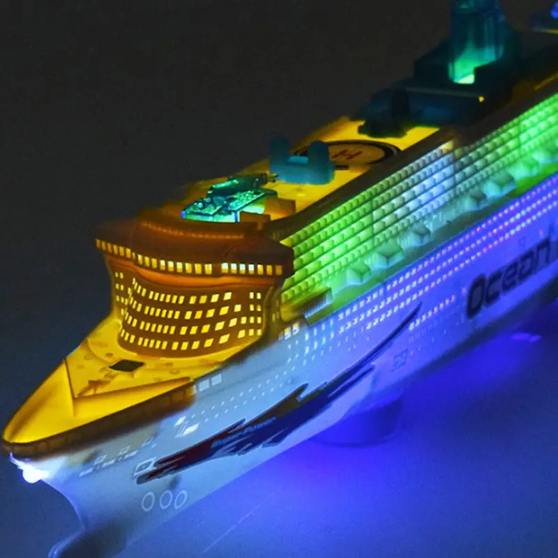 Light Music Universal Ocean Liner Ship Model Flashing Sound Electric Cruises Toys For Children Automatic Steering Kids Boat Toy 1