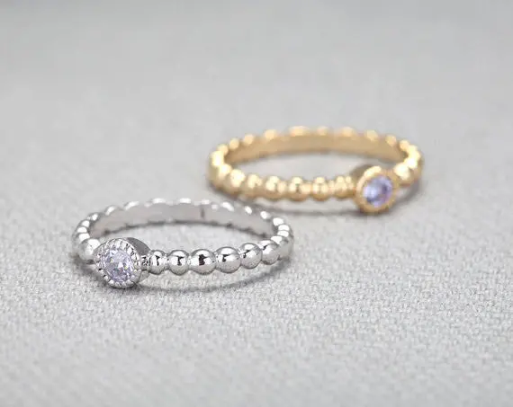 Light Sapphire Cubic Ring With Twisted Ringband Silver Everyday Jewelry Simple Chic Birthday Gift 1