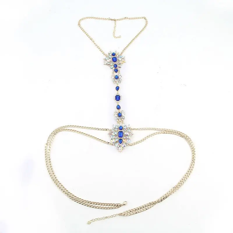Long Body Chain Diy Handmade Luxury Blue Red Gemcrystal Necklace Pendant Set Statetvacation 2
