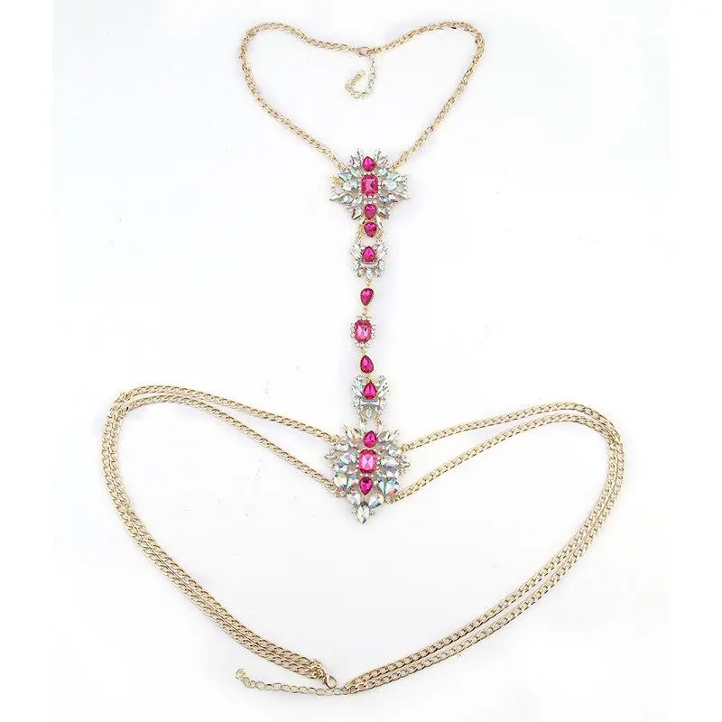 Long Body Chain Diy Handmade Luxury Blue Red Gemcrystal Necklace Pendant Set Statetvacation 3