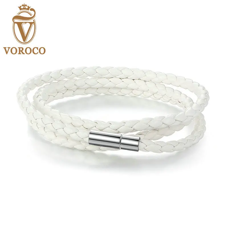 Long Chain Bracelet Adjustable Magnet Buckle White Men Leather Bracelets Fashion Pulseras 0063 1
