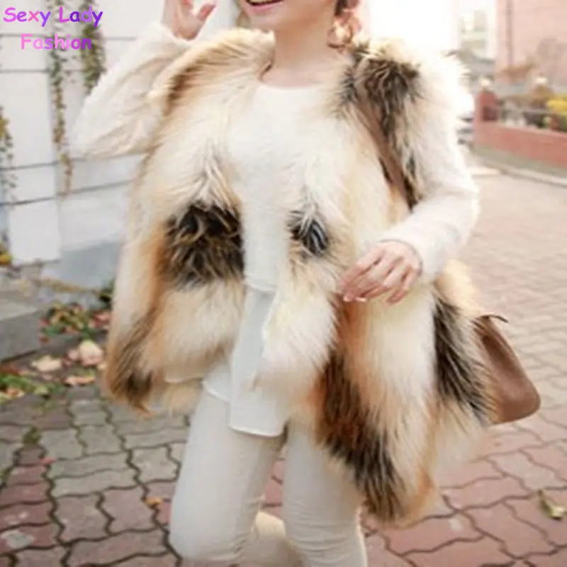 Long Hairy Faux Fox Fur Irregular Vest Gradient Furry Shaggy Contrast Color Gilet Waistcoat Outerwear 2