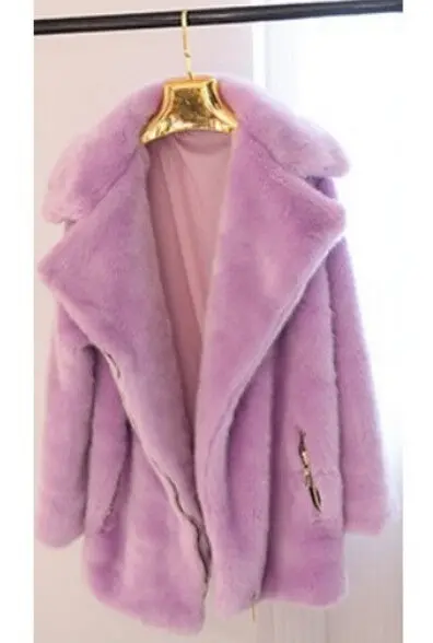 Long Hairy Shaggy Long Faux Fur Coat Women Lapel Faux Mink Fur Long Coats Warm Outerwear 3 Colors 1