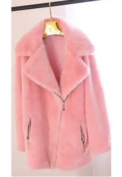 Long Hairy Shaggy Long Faux Fur Coat Women Lapel Faux Mink Fur Long Coats Warm Outerwear 3 Colors 5