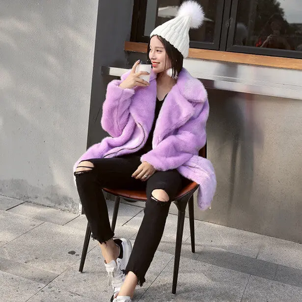 Long Hairy Shaggy Long Faux Fur Coat Women Lapel Faux Mink Fur Long Coats Warm Outerwear 3 Colors 7