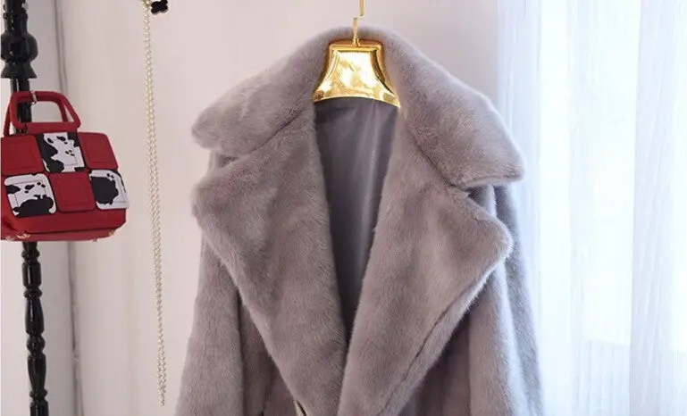 Long Hairy Shaggy Long Faux Fur Coat Women Lapel Faux Mink Fur Long Coats Warm Outerwear 3 Colors 9