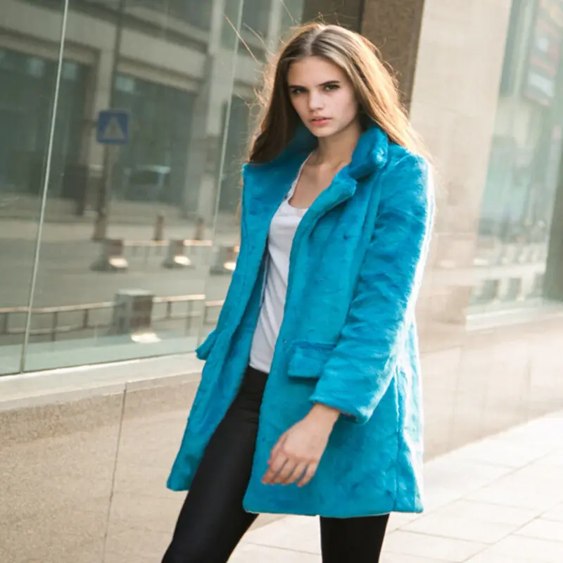 Long Leopard Shaggy Furry Faux Rabbit Fur Coat Lapel Long Sleeve Hairy Long Faux Fur Blazer Thick Outwear S - Xxl 5 Colors 10