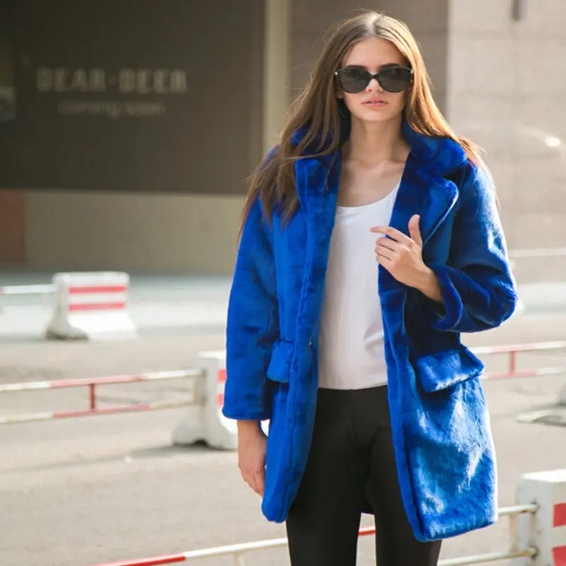 Long Leopard Shaggy Furry Faux Rabbit Fur Coat Lapel Long Sleeve Hairy Long Faux Fur Blazer Thick Outwear S - Xxl 5 Colors 6
