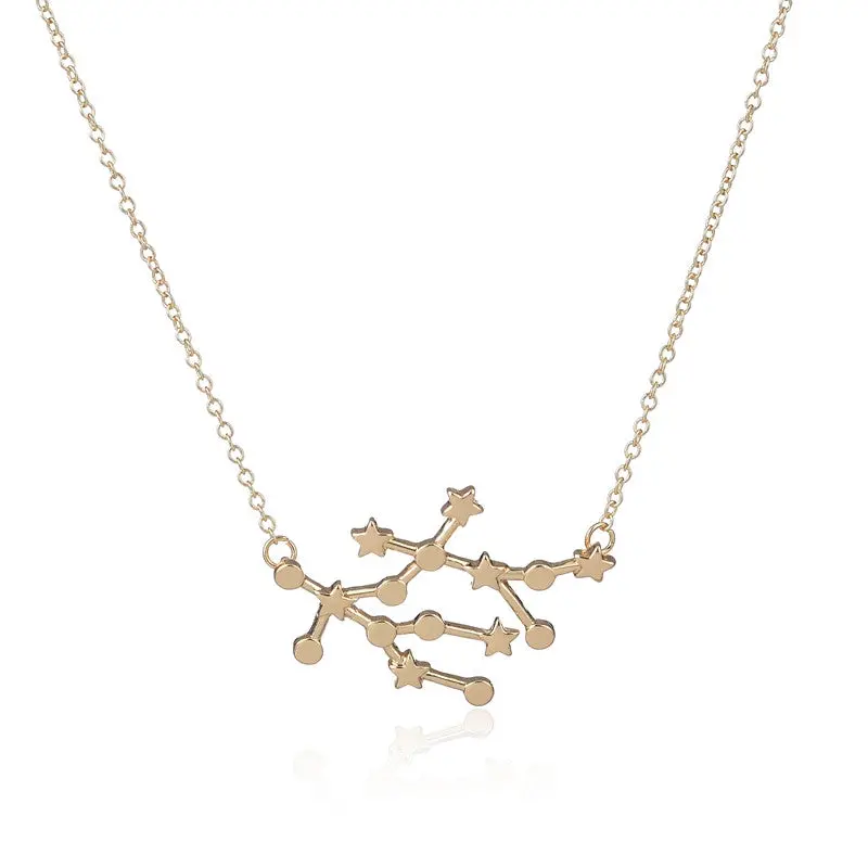 Long Necklaces Gemini Zodiac Sign Astrology Star Sign Pendant Constellation Astrology Necklace Simple Wedding Jewelry 10Pcs-N166 1