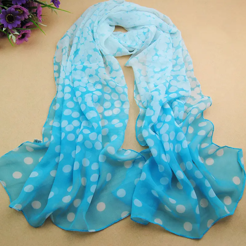 Long Scarf Shawl Printed Polyester Scarf Dot Long Soft Wrap Lady Shawl Silk Chiffon Scarf Women 2