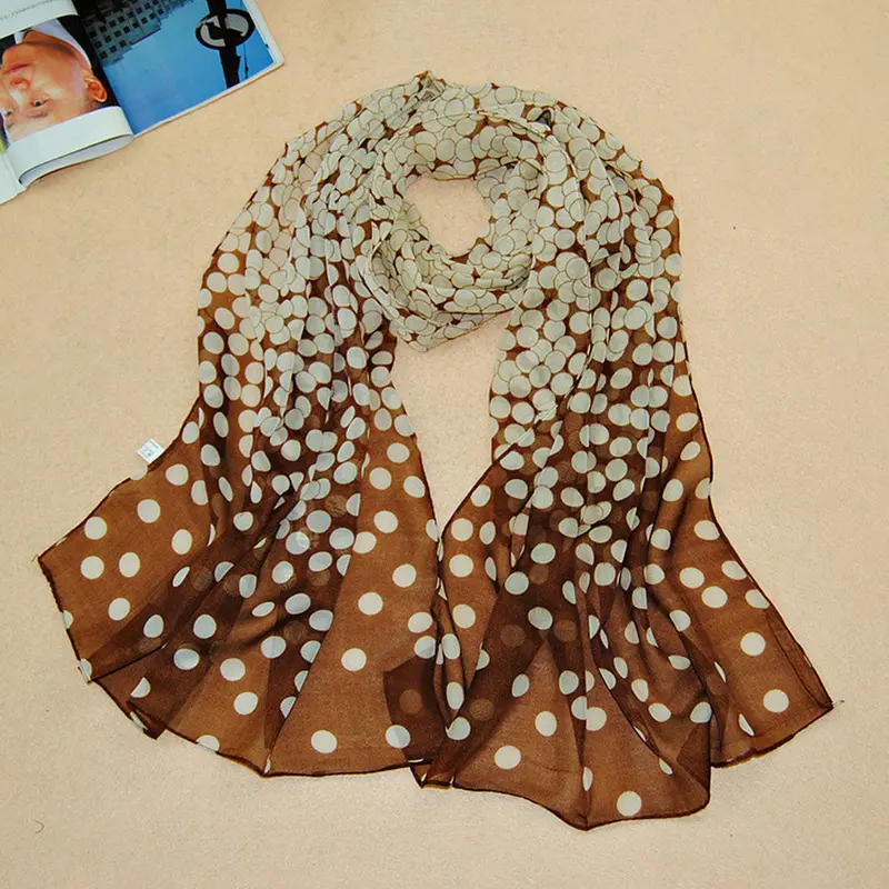 Long Scarf Shawl Printed Polyester Scarf Dot Long Soft Wrap Lady Shawl Silk Chiffon Scarf Women 3